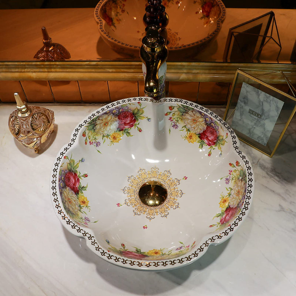 White Ceramic Bathroom Vessel Sink Artistic 1 Sink Only