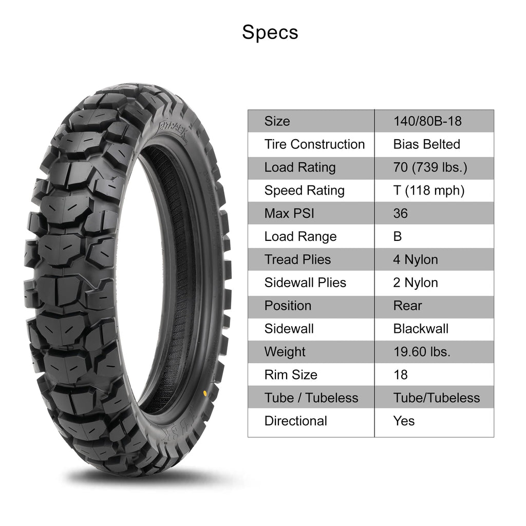Tusk 2Track Adventure Motorcycle Tire Set ¨C 90/90-21 Front & 130/80-17 Rear ¨C Dual-Sport Off-Road Tires