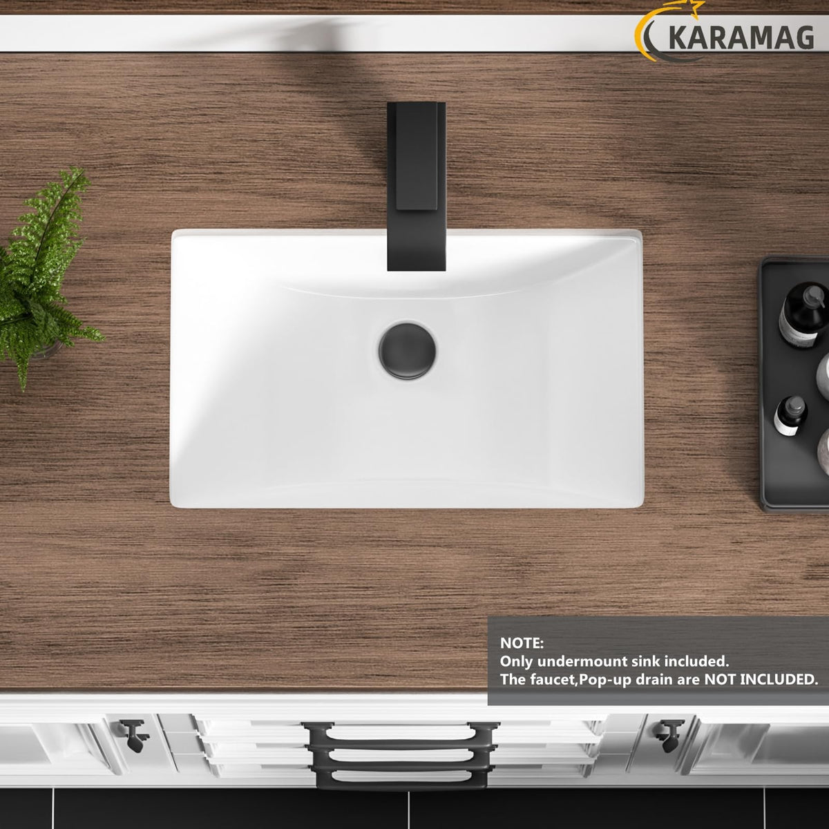 27 Inch Undermount Bathroom Sink with Overflow Rectangle Sinks
