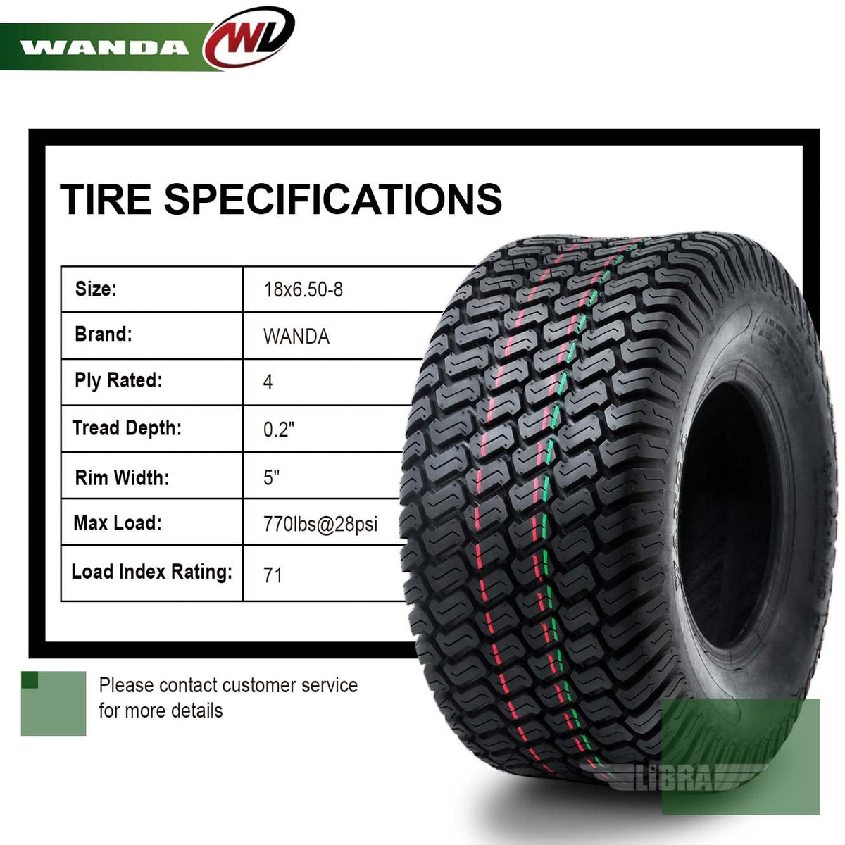 WANDA Set 2 23x10.5-12 Lawn Mower Cart Turf Tires P332 /4 ply - 13049