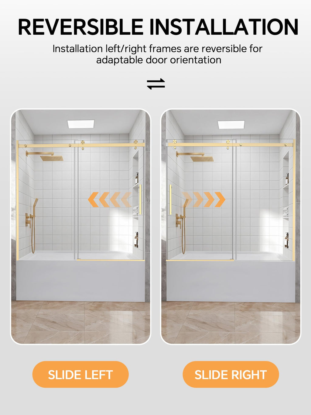 Frameless Bathtub Shower Door 56-60" W x 57" H, Brushed Nickel