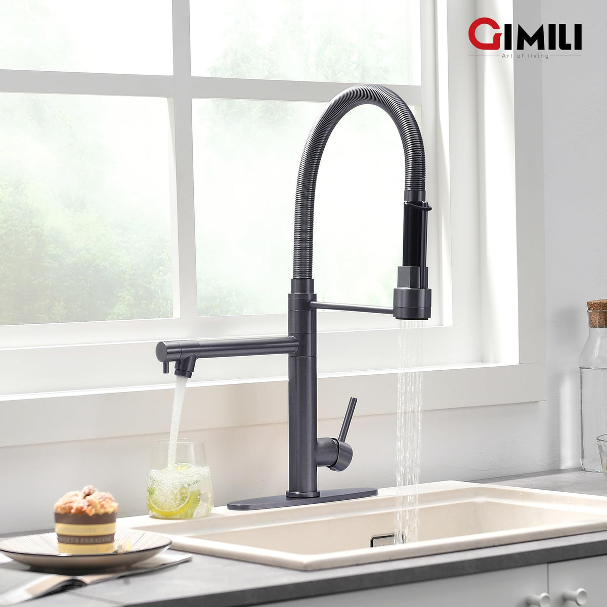 GIMILI Filter Kitchen Faucet Drinking Water Faucet 3 in 1 Brushed Nickel