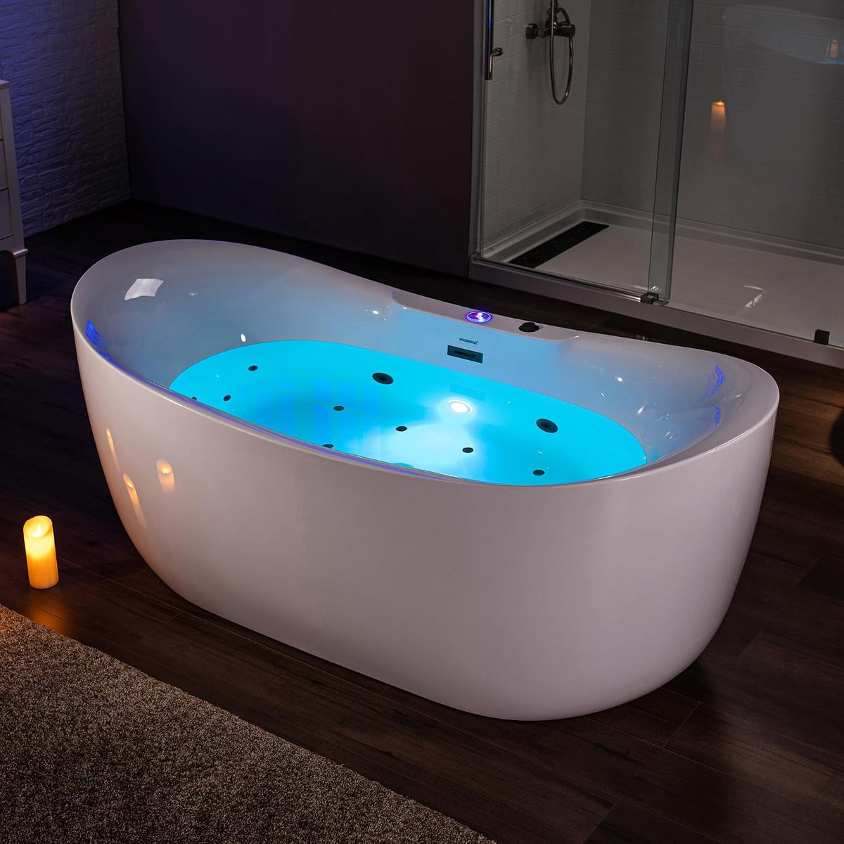 WOODBRIDGE 72"Ã35-3/8" Double Slipper Whirlpool&Air, Heated Soaking Bathtub