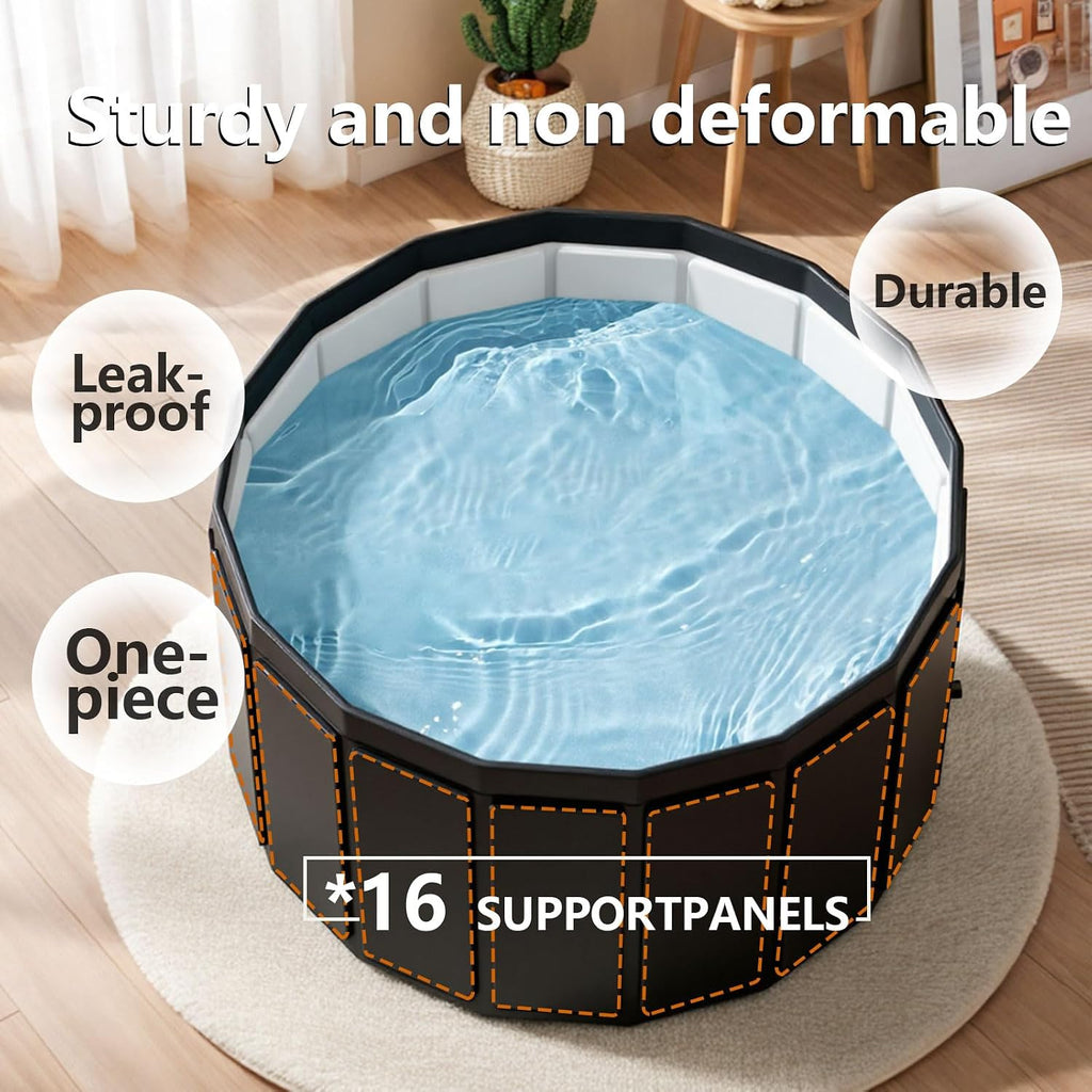 Portable Bathtub for Adult, Foldable Soaking Bathtub for Hot SPA&Ice Bath, Foldable Small Bathtub collapsible bathtub for Bathing, 6-layer Insulated portable tub,Space-Saving (black 41.3X26.6 IN)