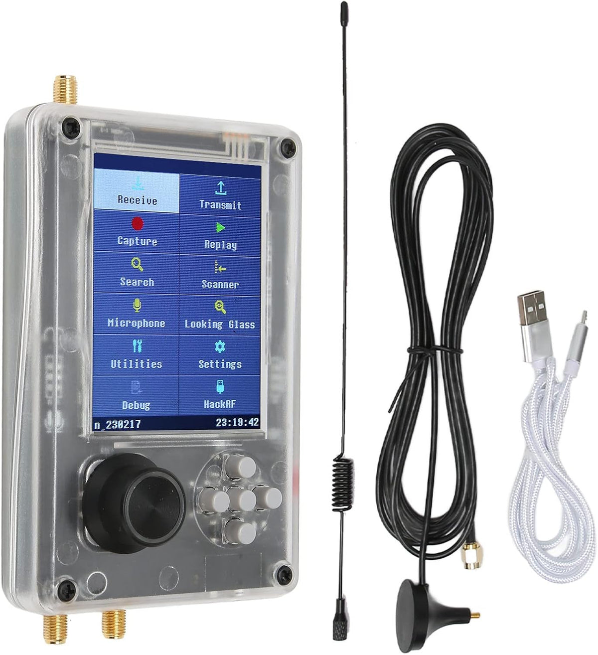 Diyeeni Portapack H2, 3.2in TFT Screen Radios Transceiver, Capture Replay for Communication SDR Radio, Software Defined Radio Kit with Antennas, Rechargeable Battery (Host, USB, Antenna)