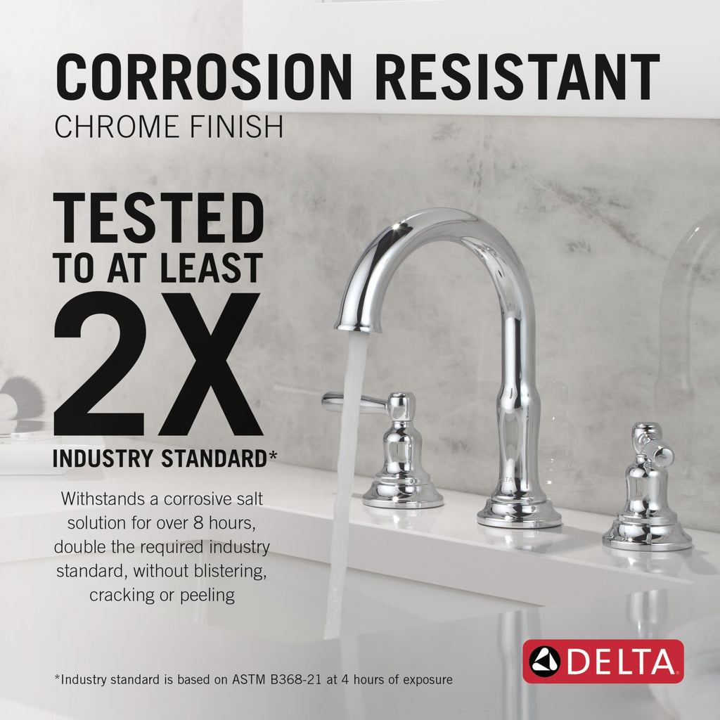 Delta Roe Brushed Gold Bathroom Faucet 3 Hole, 8 Inch Widespread Bathroom Sink Faucet for Vanity, Push-Pop Drain Assembly, Brushed Gold 35985LF-GB