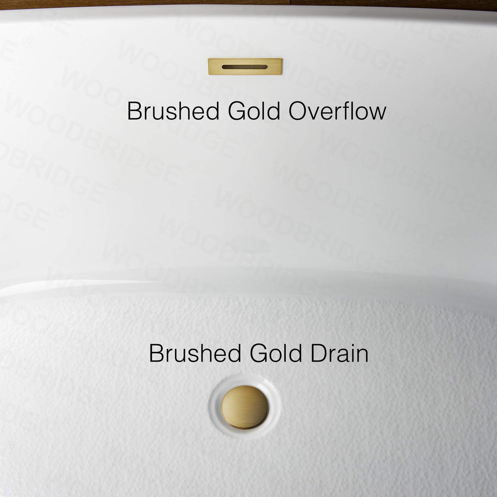 WOODBRIDGE 59"Freestanding White Acylic Soaking Bathtub with Brushed Nickel Drain and Overflow,BTA1518 -B/N-Drain &O