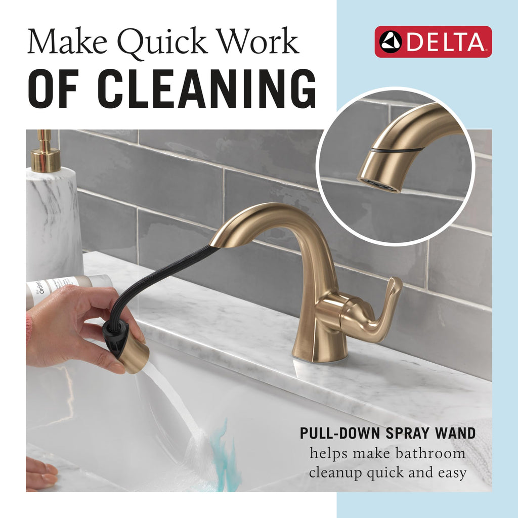 Delta Arvo Brushed Nickel Bathroom Faucet 1 Hole, Single Hole Bathroom Sink Faucet for Vanity, Push-Pop Drain Assembly, Spotshield Stainless 15840LF-SP
