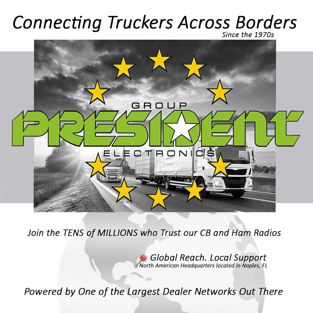 President Bill III (Bill 3) FCC AM/FM Ultra-Compact with P Channels, NRC, Weather Channel CB Radio. (TXUS201)