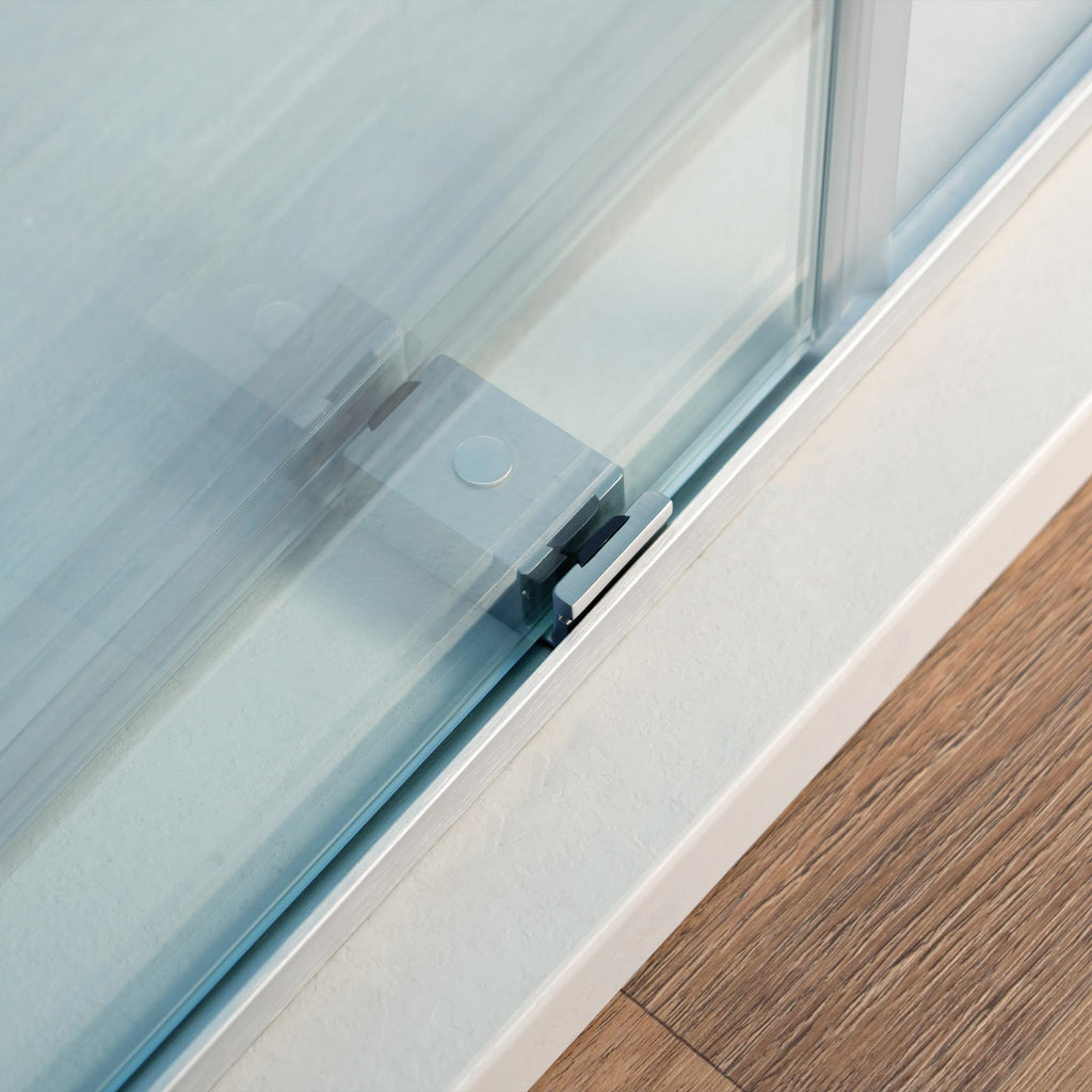 Woodbridge 56-60" W x 62" H Frameless Bathtub Shower Door,Double Sliding Soft-Close Doors,3/8(10mm) Tempered Glass with Explosion Proof Film in Brushed Bronze Finish