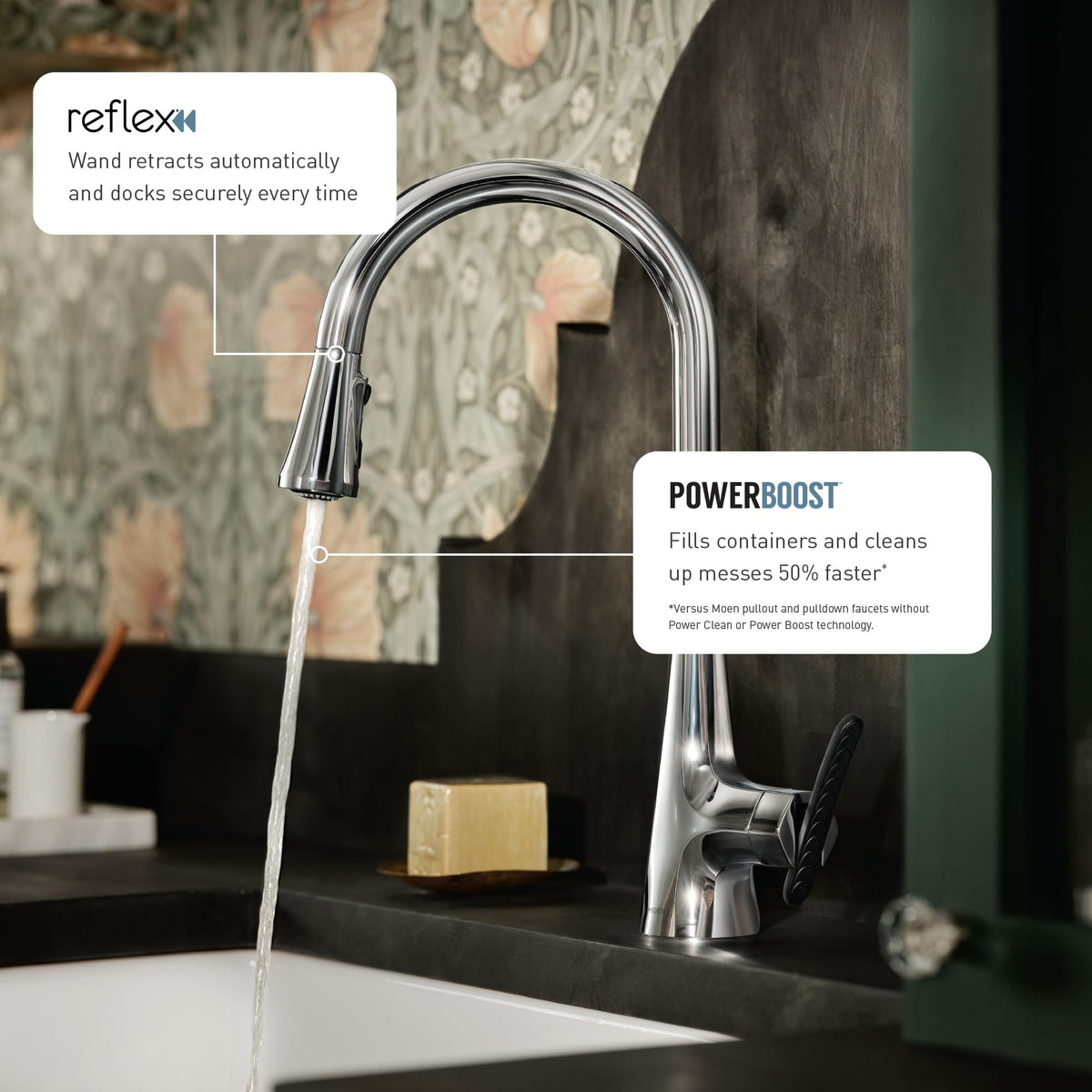 Moen Orivesi Stainless Pulldown Kitchen Faucet with Power Boost, Transitional Kitchen Faucet, One-Handle Single Hole High Arc, Easy Installation, Spot Resist Finish, 87891SRS