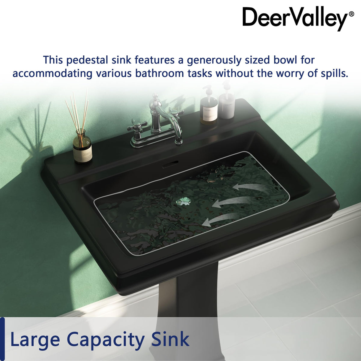 DeerValley Compact Bathroom Sink White 20"x17" Ceramic Sleek Basin DV-1P523