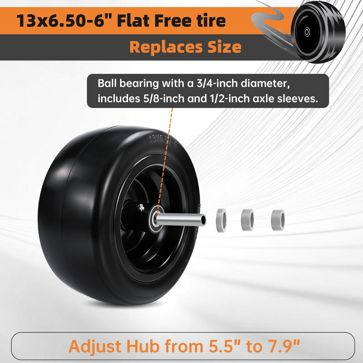 2-Pack 20x10.00-8 Tubeless Lawn Mower Rear Tire and Wheel Assembly, 4-Ply.