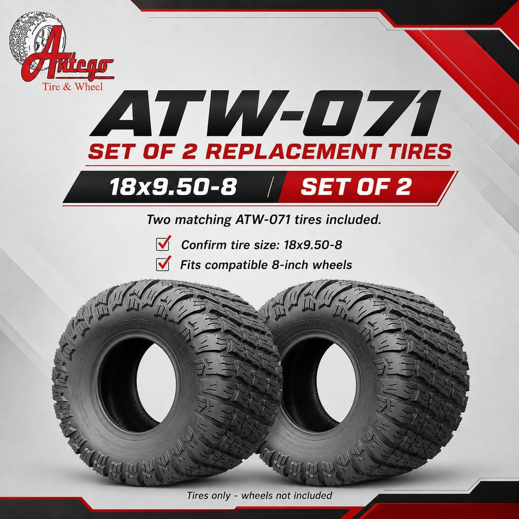 Antego 24x12.00-12 NHS ATW-071 Lawn Mower Turf Tire Only 4 Ply, Set of 2