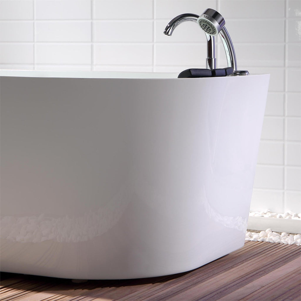 Empava 59 in. Acrylic Freestanding Tub Hydromassage Gracefully Oval Shaped
