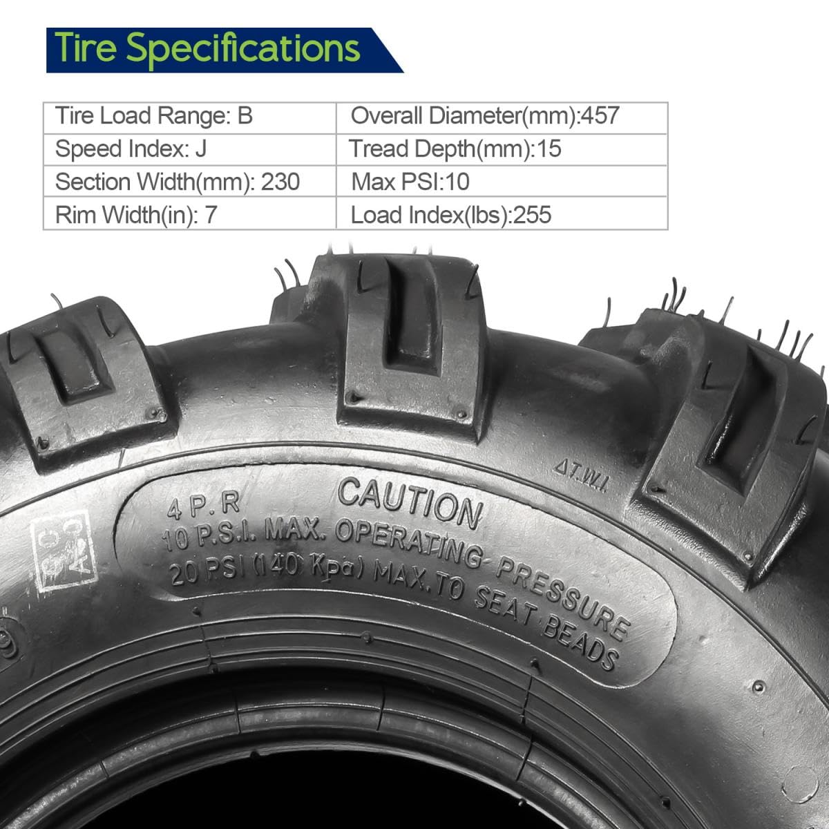 MaxAuto 2PCS Sport ATV Tires 18x9.5-8 18x9.50x8 Lawn Mower Off-Road ATV UTV Tire 4PR Turf Tires Mud Sand Trial Tires P311