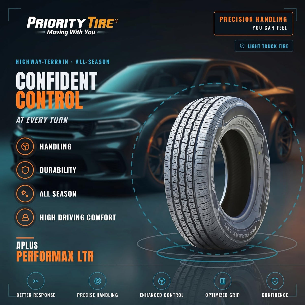 Aplus Performax LTR All-Season Highway Light Truck Radial Tire-LT245/75R16 245/75/16 245/75-16 120/116S Load Range E LRE 10-Ply BSW Black Side Wall