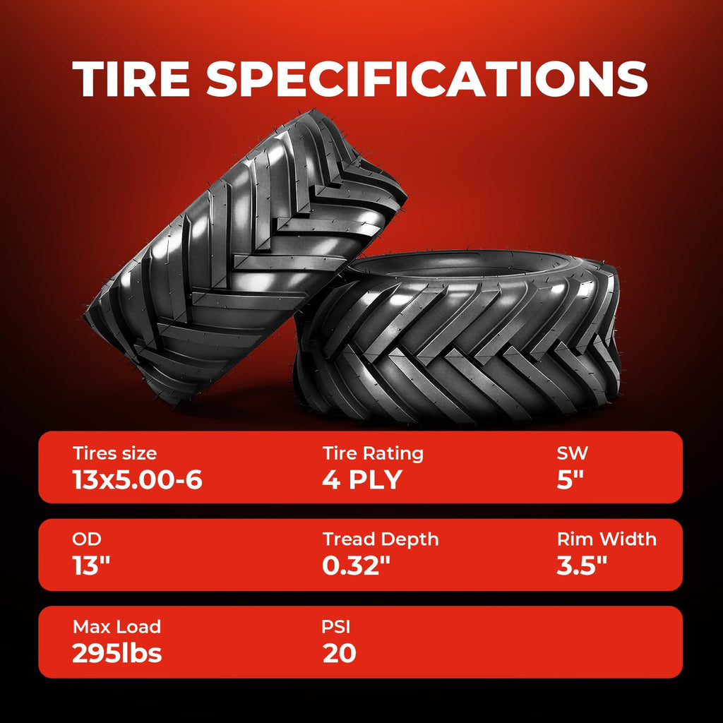 18x8.50-8 Lawn & Garden Mower Tires, Set of 2,4 Ply Tubeless