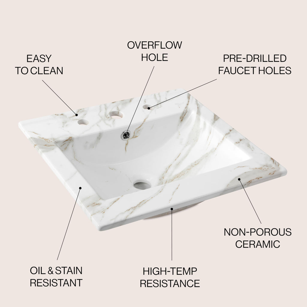 JONATHAN Y Ancillary 30" Bathroom 3-Hole Sink Top, White