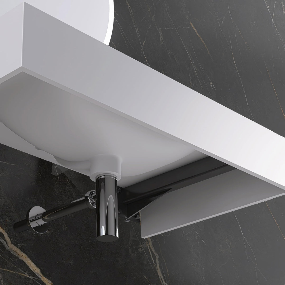 47" Wall Mount Sink, Artificial Stone Bathroom Sink, Single Hole