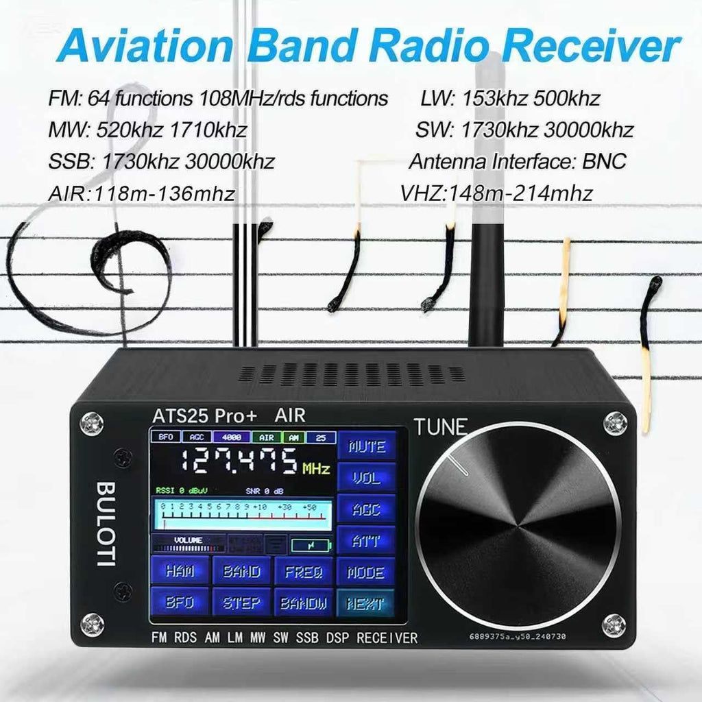 ATS25pro+ Portable Radio AM FM, Touch Screen ShortwaveRadio Receiver, Small VHF Radio FM SW SSB MW LW AIR SDRAviation Band for Home, Indoor, Outdoor, Travel, Camping,Climbing