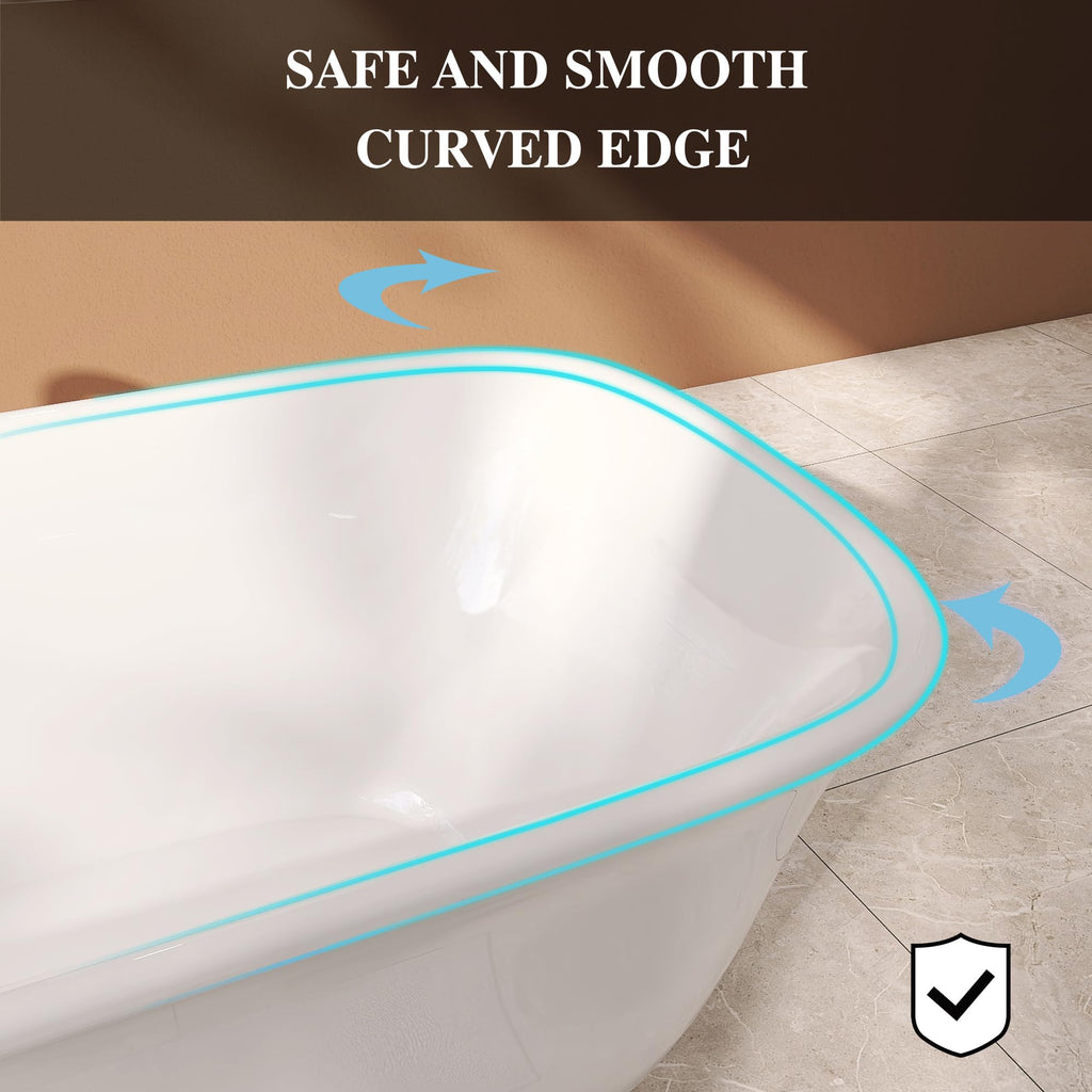 61" Freestanding Bathtubs, Acrylic Soaking Tubs for Adult, Integrated Overflow and Drain, cUPC Certified, Glossy White