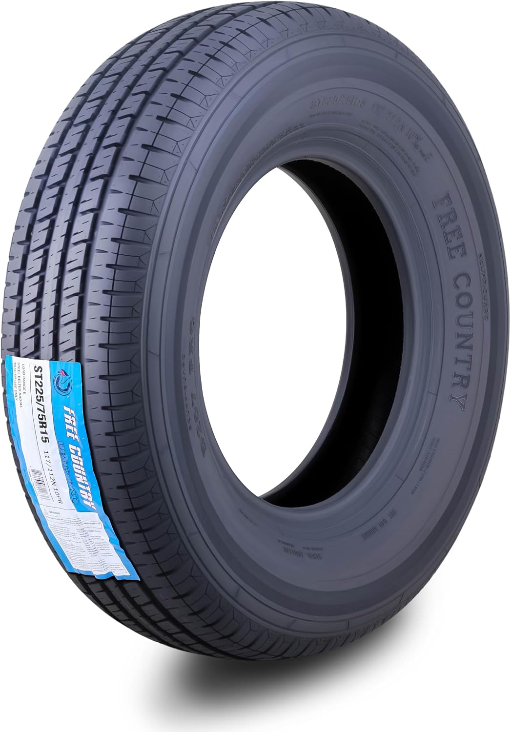 FREE COUNTRY Trailer Tire ST225/75R15 Radial 10PR LR E 117N w/Scuff Guard