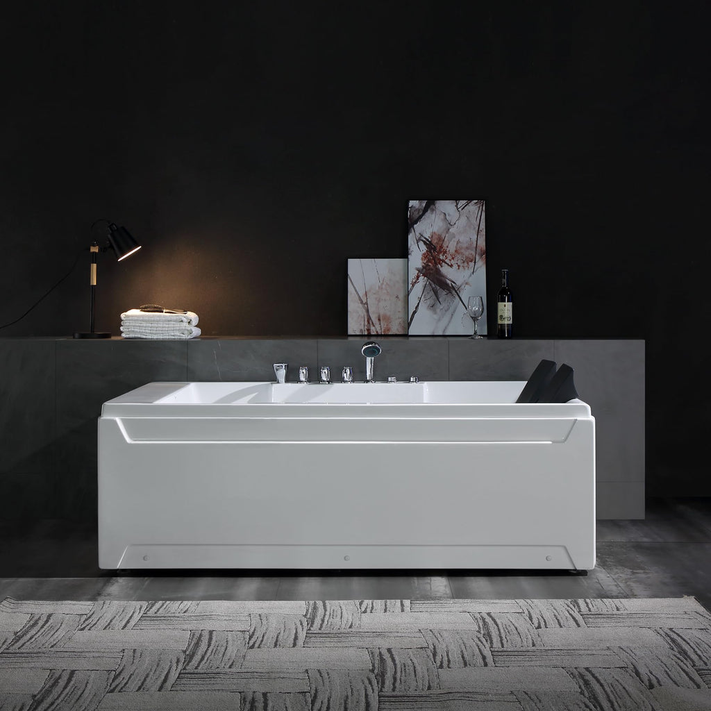 Empava Acrylic Whirlpool Bathtub, 71" Jetted Tub with Healing Chromotherapy