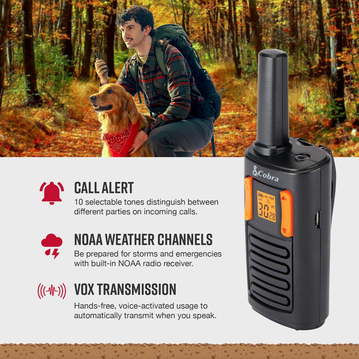 Cobra RX680 Walkie Talkies (2-Pack), IP54 Water Resistant Design