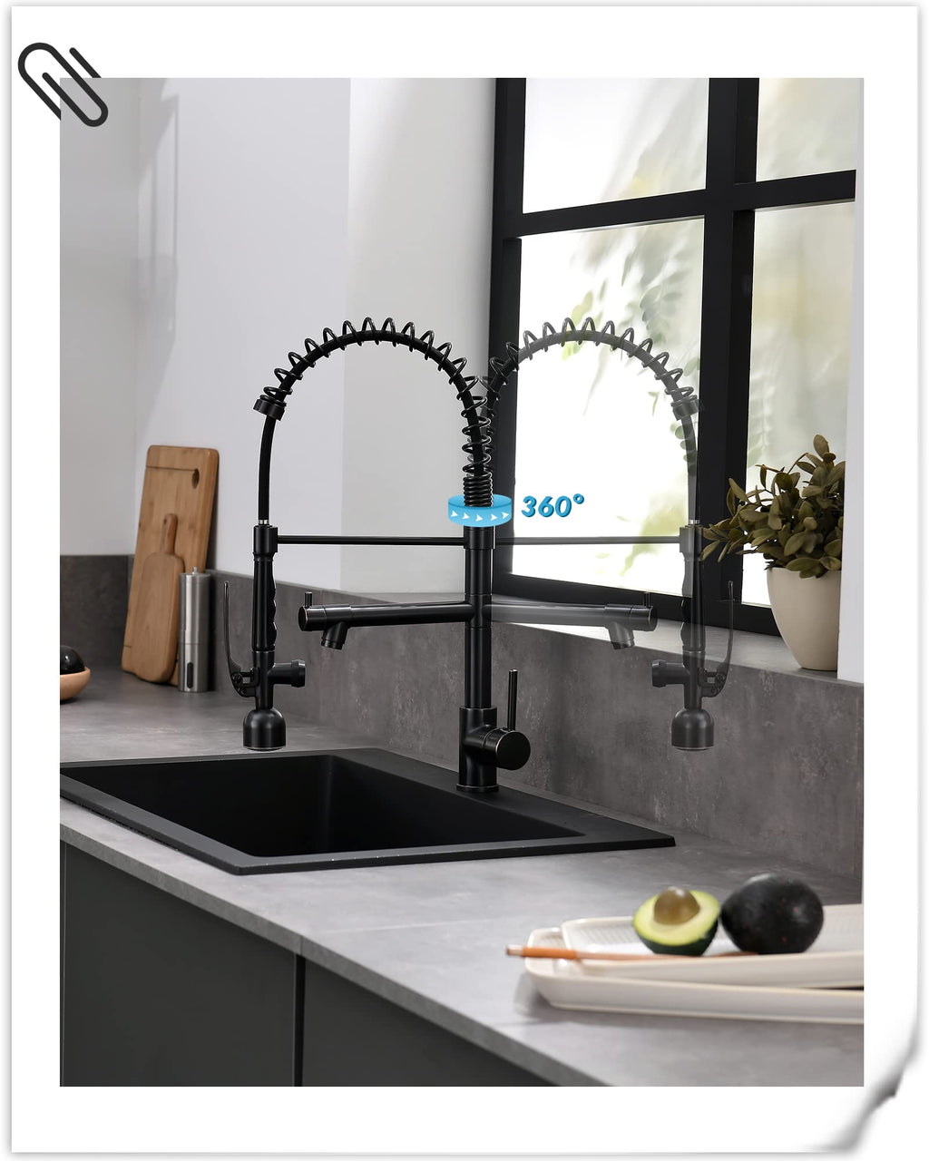 Fapully Black Kitchen Faucet,Commercial Pull Down Kitchen Sink Faucet