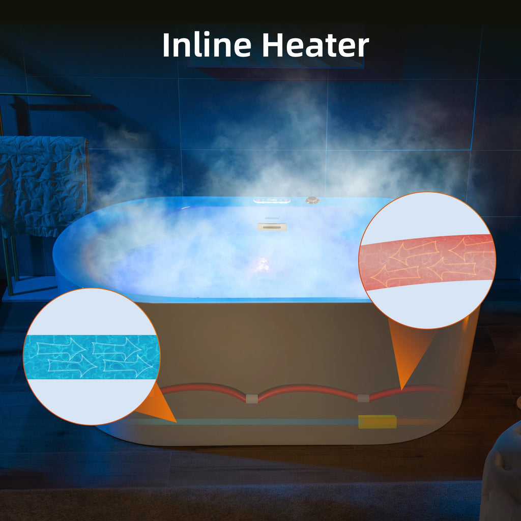 WOODBRIDGE 59" Ã 31-1/2" Compact Whirlpool & Air, Heated Soaking Bathtub