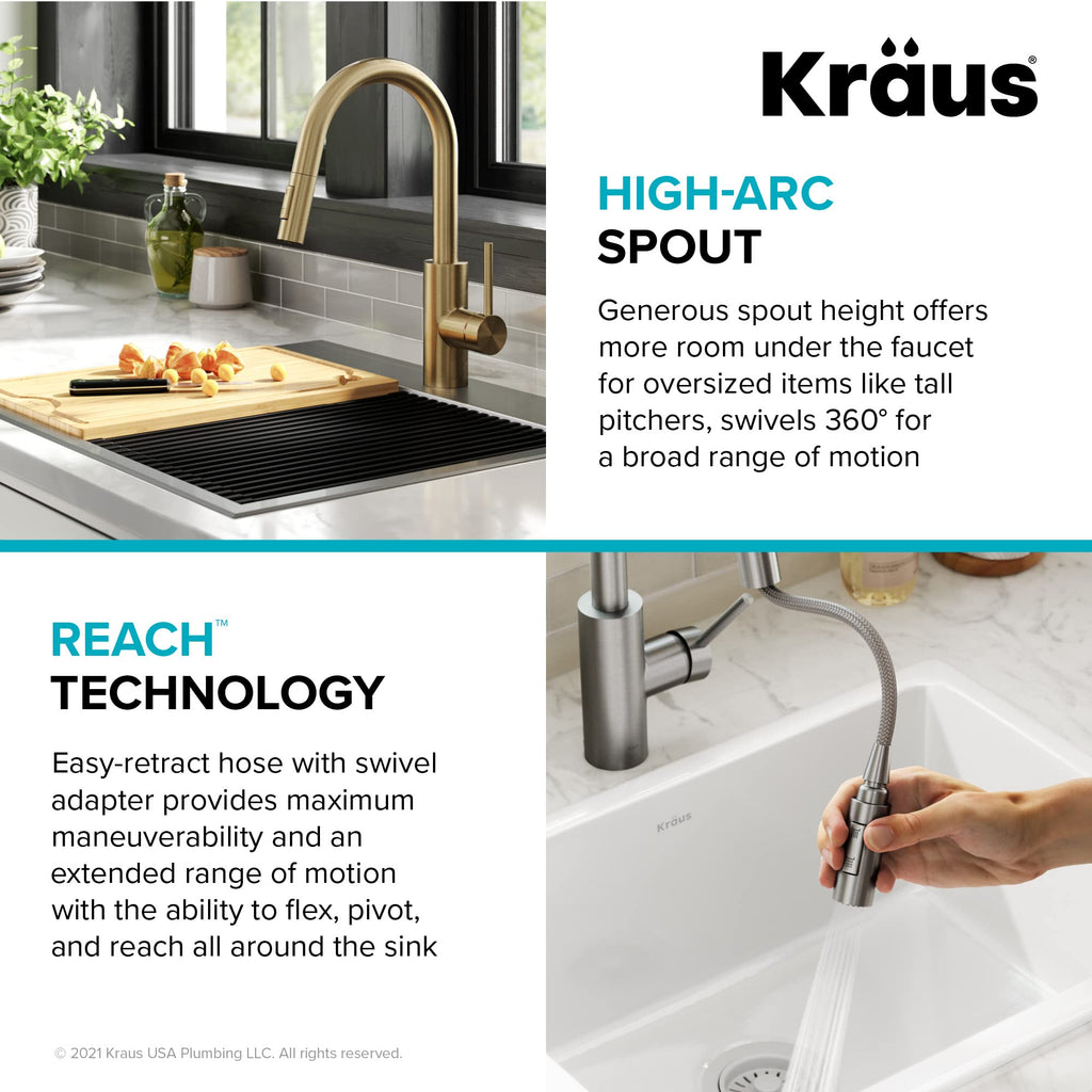 KRAUS Purita 100% Lead-Free Kitchen Water Filter Faucet in Spot Free Antique Champagne Bronze, FF-100SFACB