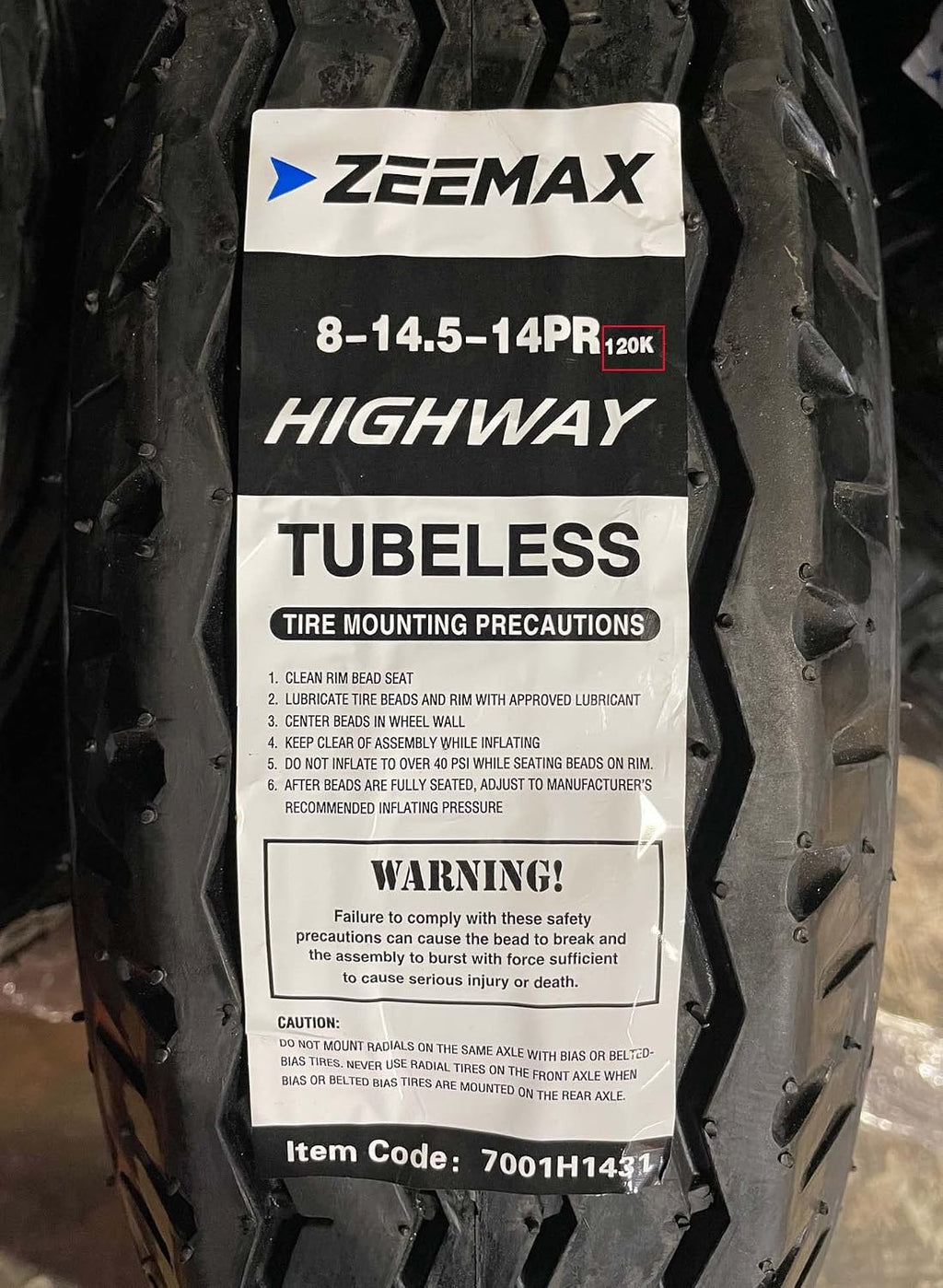 Zeemax Heavy Duty TRUE Highway Trailer Tires 8-14.5 14 Ply Load Range G Speed Rating K 68mph- Set 2 ¡­