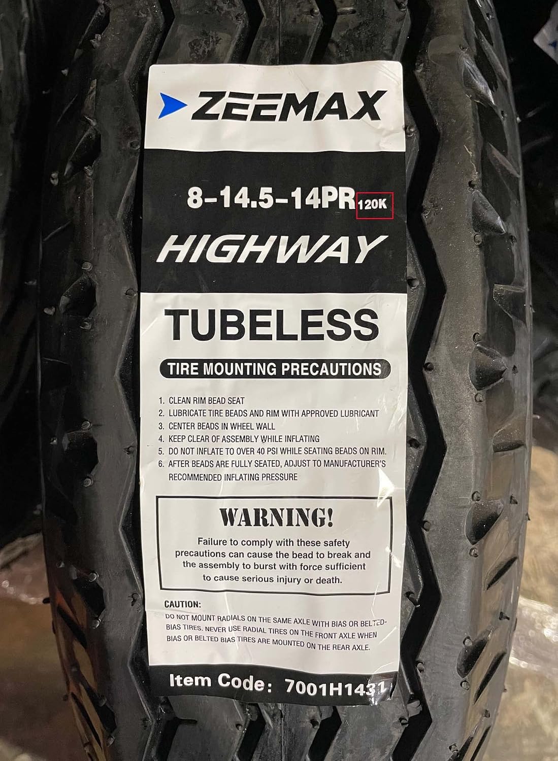 Zeemax Heavy Duty TRUE Highway Trailer Tires 8-14.5 14 Ply Load Range G Speed Rating K 68mph- Set 2 ¡­
