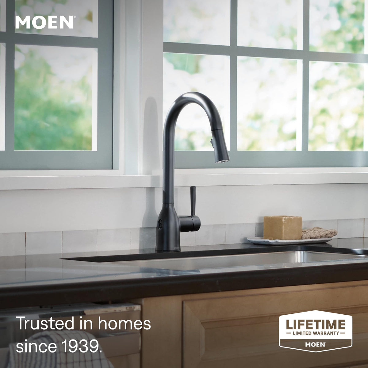 Moen Adler Spot Resist Stainless One-Handle High Arc Pulldown Kitchen Faucet with Power Clean, 87233SRS