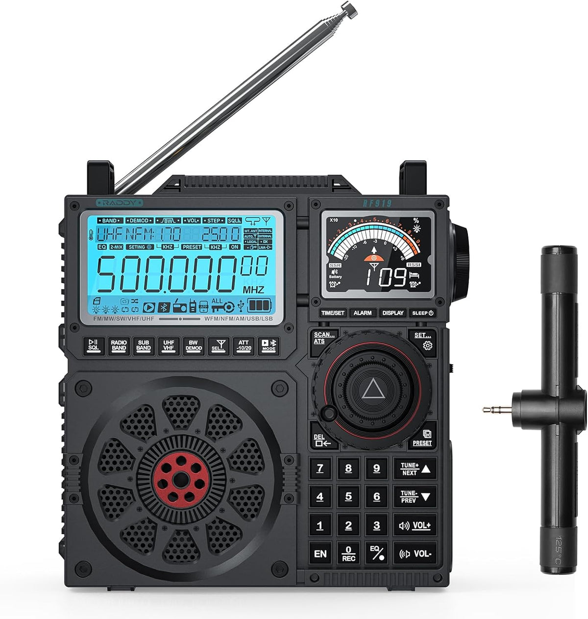 Raddy RF919 SSB Shortwave Radio Receiver, Full Band NOAA, Black