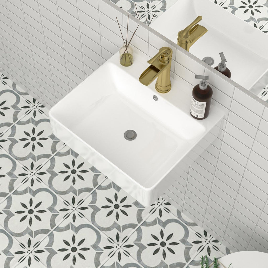 Mocoloo Bathroom Sink Undermount 22"x16" White Rectangle Porcelain Sink with Vertical Sides and Overflow Drain Under Counter Mount Ceramic Lavatory Vanity Sinks for Bathroom Interior Size 19 x 13