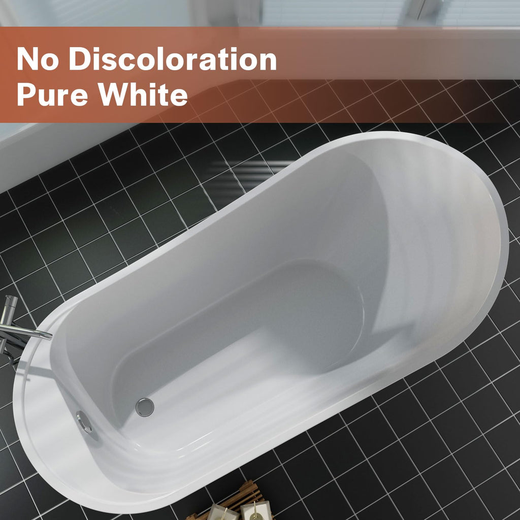 Empava 59 Inch Freestanding Bathtub - Modern Stand Alone Soaking Tubs