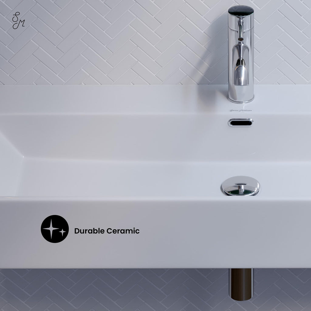 Claire 30" Rectangle Wall Mount Bathroom Sink in Glossy White
