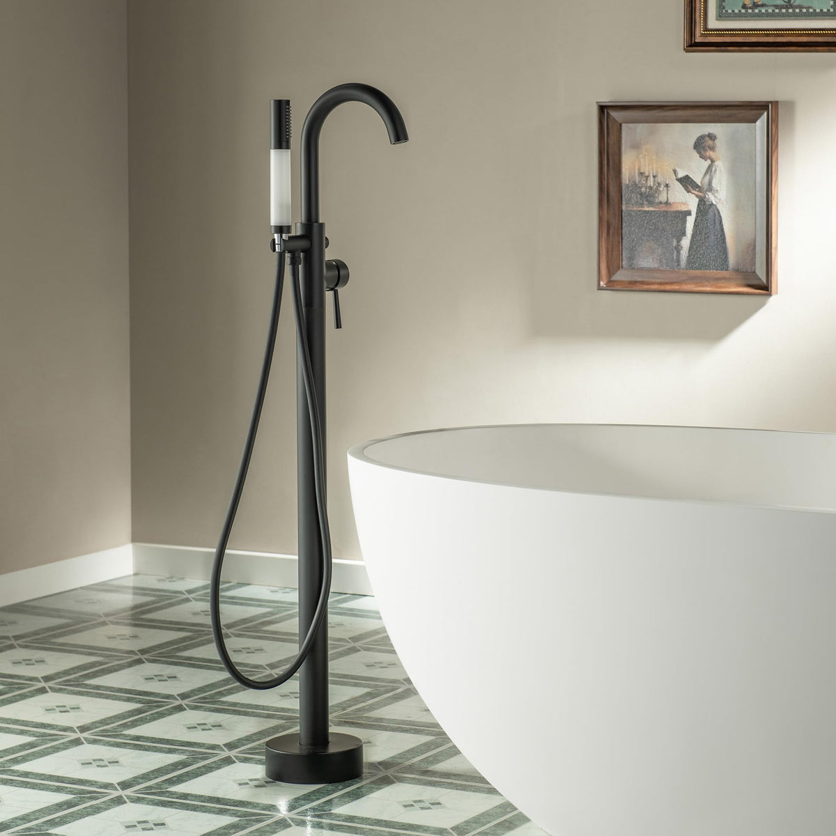 WOODBRIDGE 59" L x 29-1/2" W Freestanding Contemporary Soaking Bathtub with Chrome Drain & Overflow, White, B2514 C