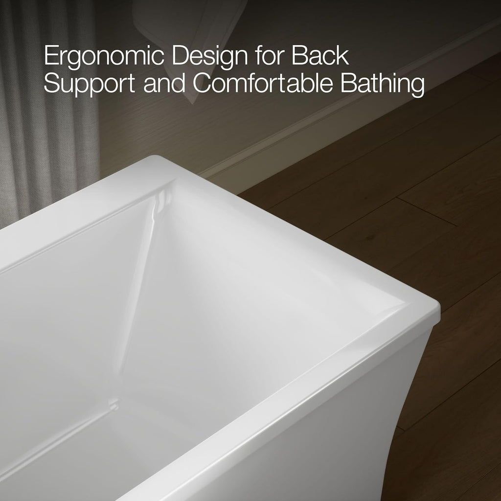 Kohler 6367-0 StargazeÂ® 72" x 36" freestanding bath with fluted shroud, White