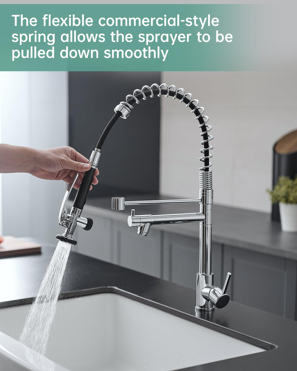 Fapully Black Kitchen Faucet,Commercial Pull Down Kitchen Sink Faucet