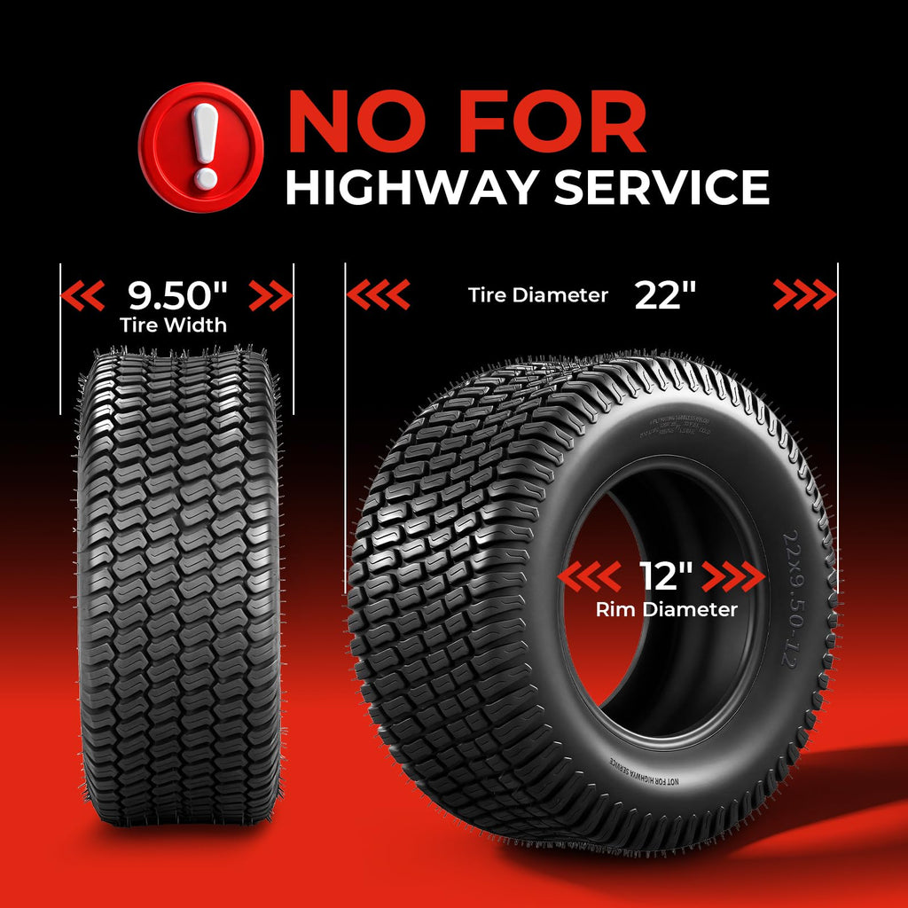 20x8.00-10 Lawn Mower Tires, 4 Ply Tubeless, Set of 2