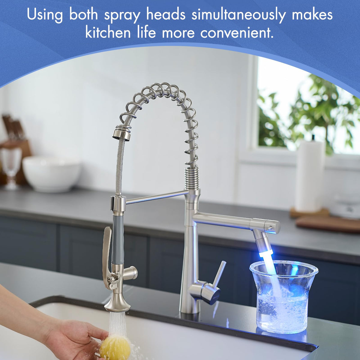 AIMADI Contemporary Kitchen Sink Faucet,Brushed Nickel Stainless Steel