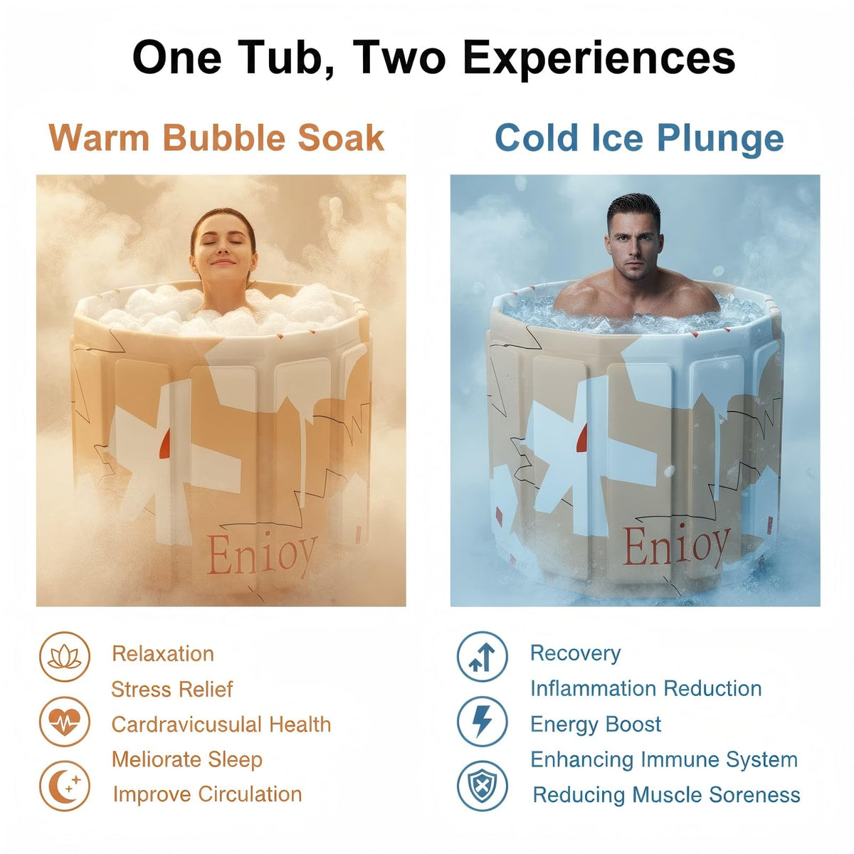 Portable Bathtub for Adult, Foldable Soaking Bathtub for Hot SPA&Ice Bath, Foldable Small Bathtub collapsible bathtub for Bathing, 6-layer Insulated portable tub,Space-Saving (black 41.3X26.6 IN)