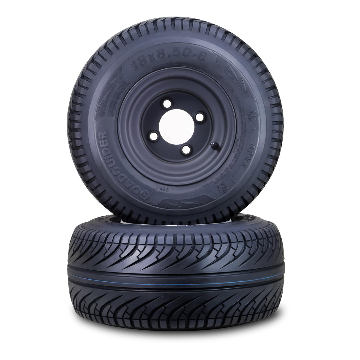 ROADGUIDER Golf Cart Tire & Wheel 18X8.50-8 4PR w 4X4" Silver Rim 14039-S4