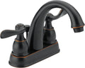 Delta Windemere Centerset Oil Rubbed Bronze Bathroom Faucet, 4 Inch 3 Hole Bathroom Sink Faucet for Vanity, Metal Push-Pop Drain Assembly, Oil Rubbed Bronze B2596LF-OB