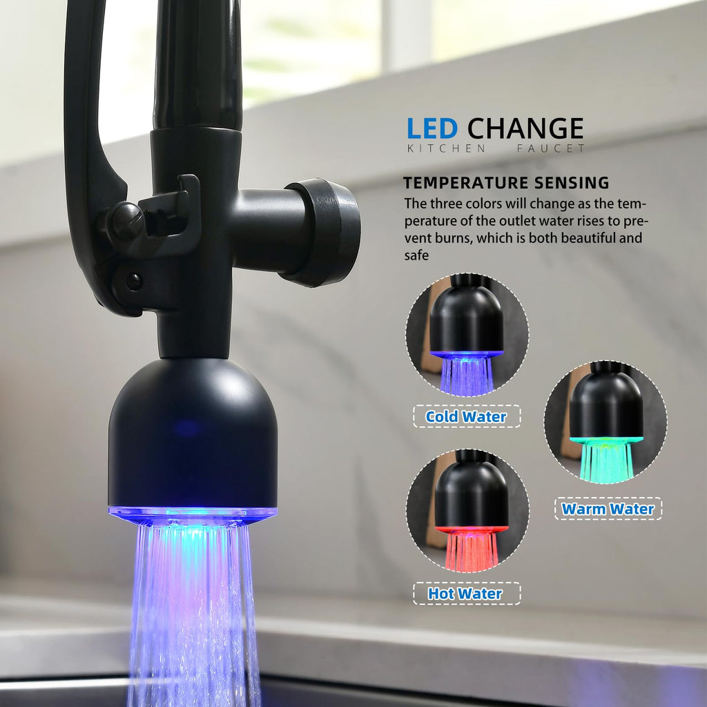 Fapully Black Kitchen Faucet,Commercial Pull Down Kitchen Sink Faucet