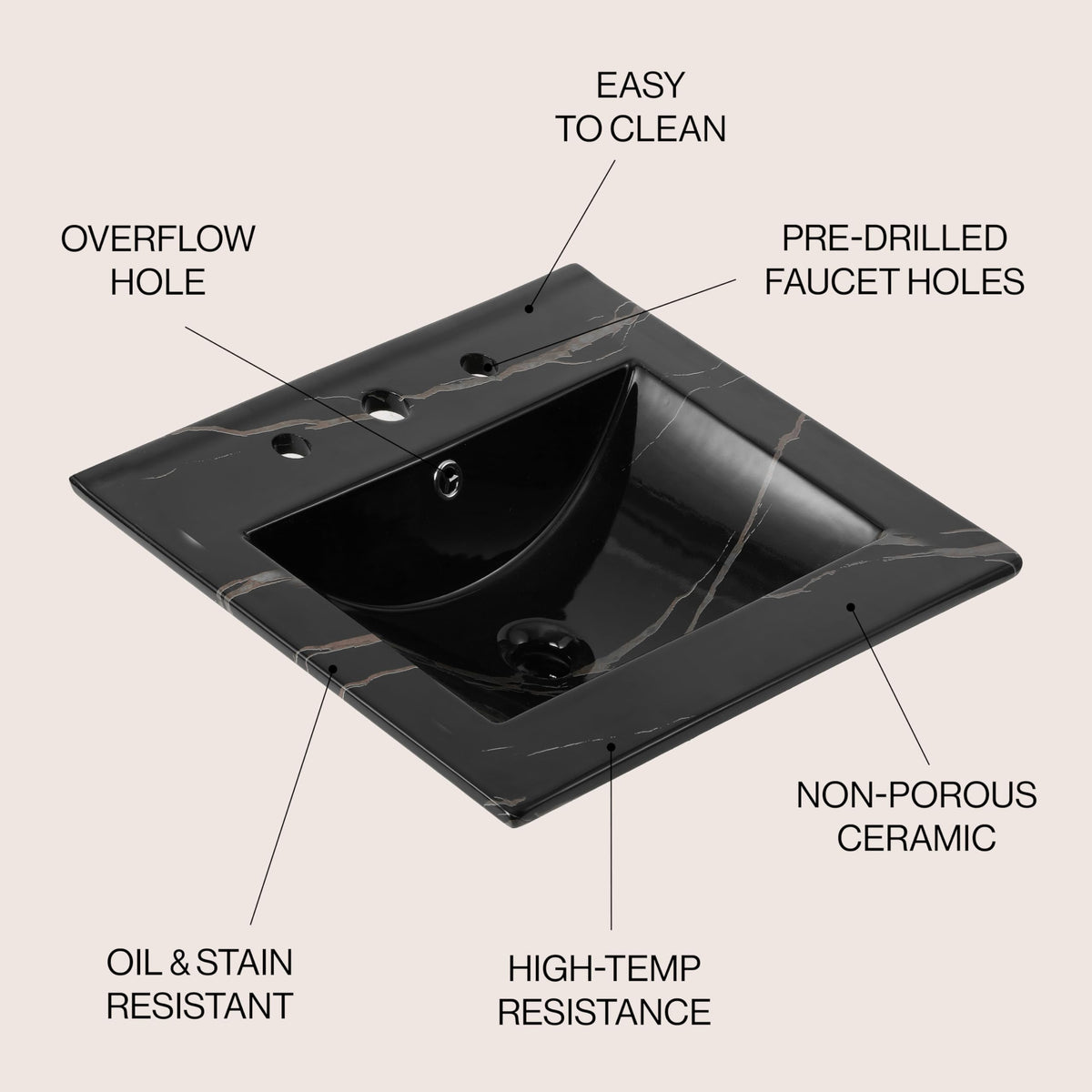 JONATHAN Y Ancillary 30" Bathroom 3-Hole Sink Top, White