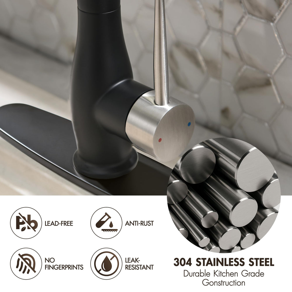 GIMILI Commercial Kitchen Sink Faucet with Pull Down Sprayer Brushed Nickel